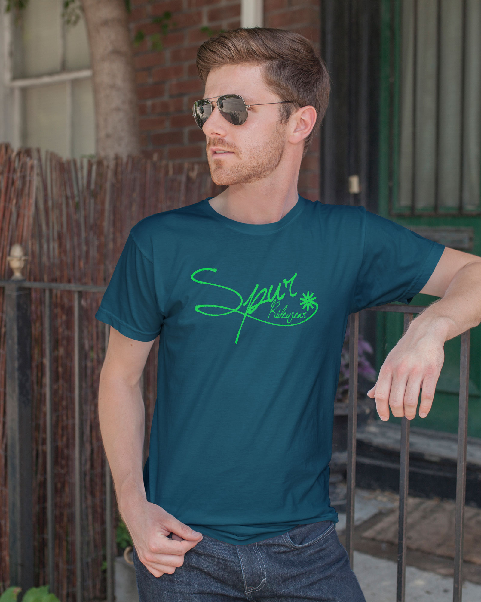 SpurRideWear Model Wearing T-Shir