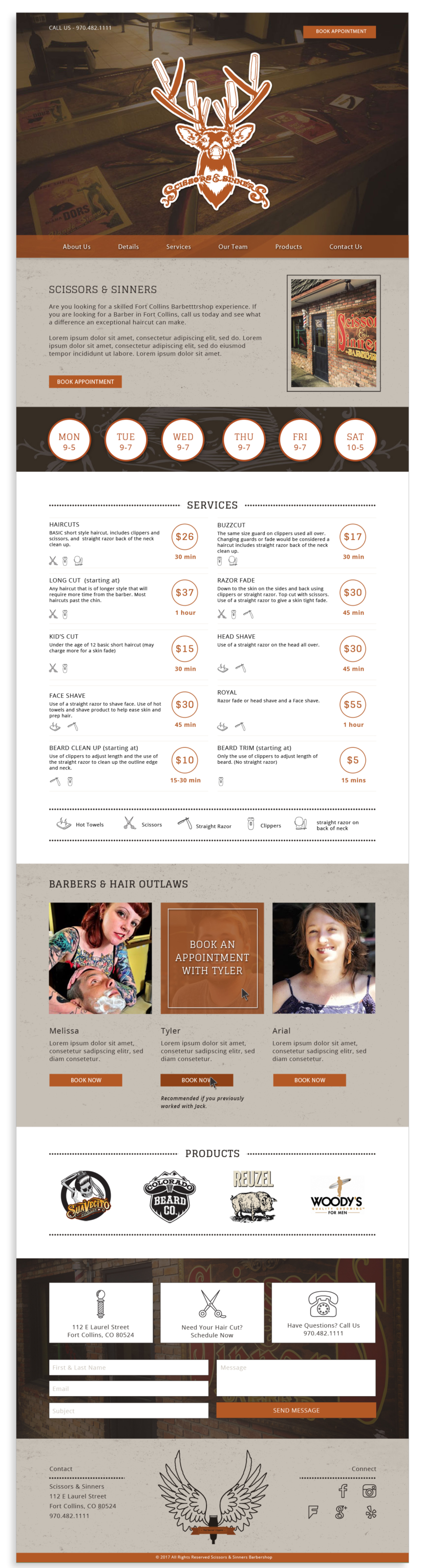 Scissors&Sinners-Website-HomePg-Layout Scissors & Sinners Barber Shop Responsive Layout